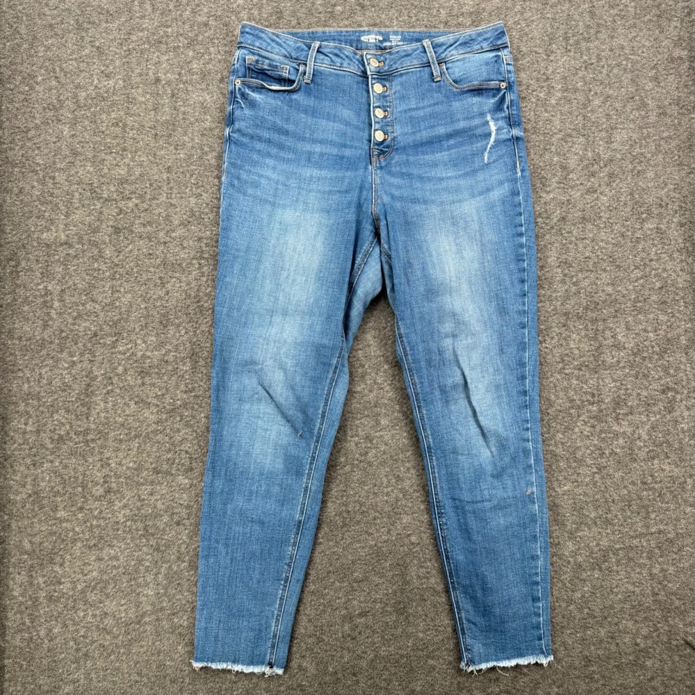 Old Navy Rockstar Super Skinny High Rise Button Fly Jeans Medium Wash Size 14